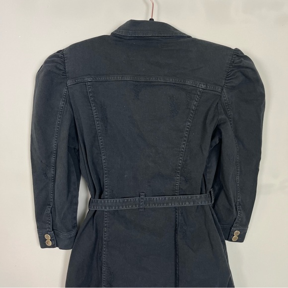 NWT RETROFETE LEMA DENIM BUTTON UP BELTED MINI DRESS SLEEVES SIZE XL IN BLACK - Picture 13 of 16
